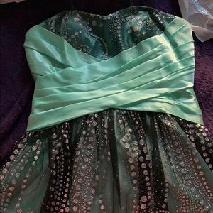 Teal and black glitter dress